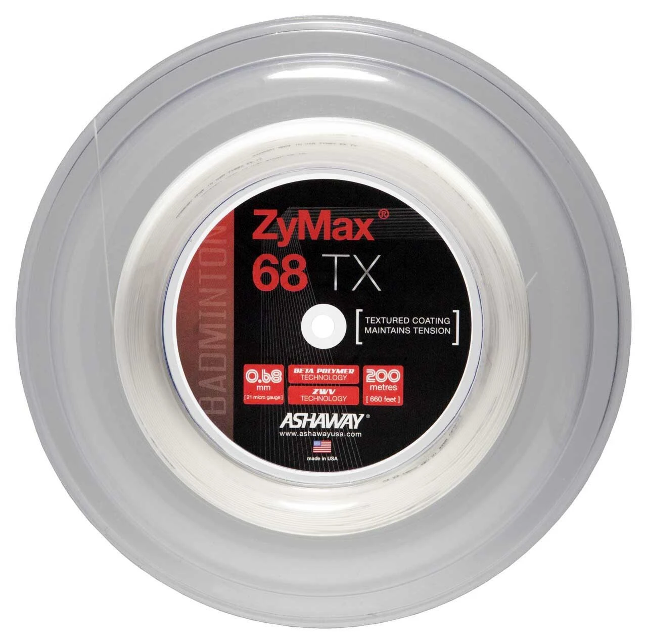 Ashaway ZyMax 68 TX 0.68mm Badminton 200M Reel Ashaway ZyMax 68 TX 0.68mm Badminton 200M Reel -Sports Racket Store ashaway zymax 68 tx 0 68mm badminton 200m reel white 58001 00551.1698771944