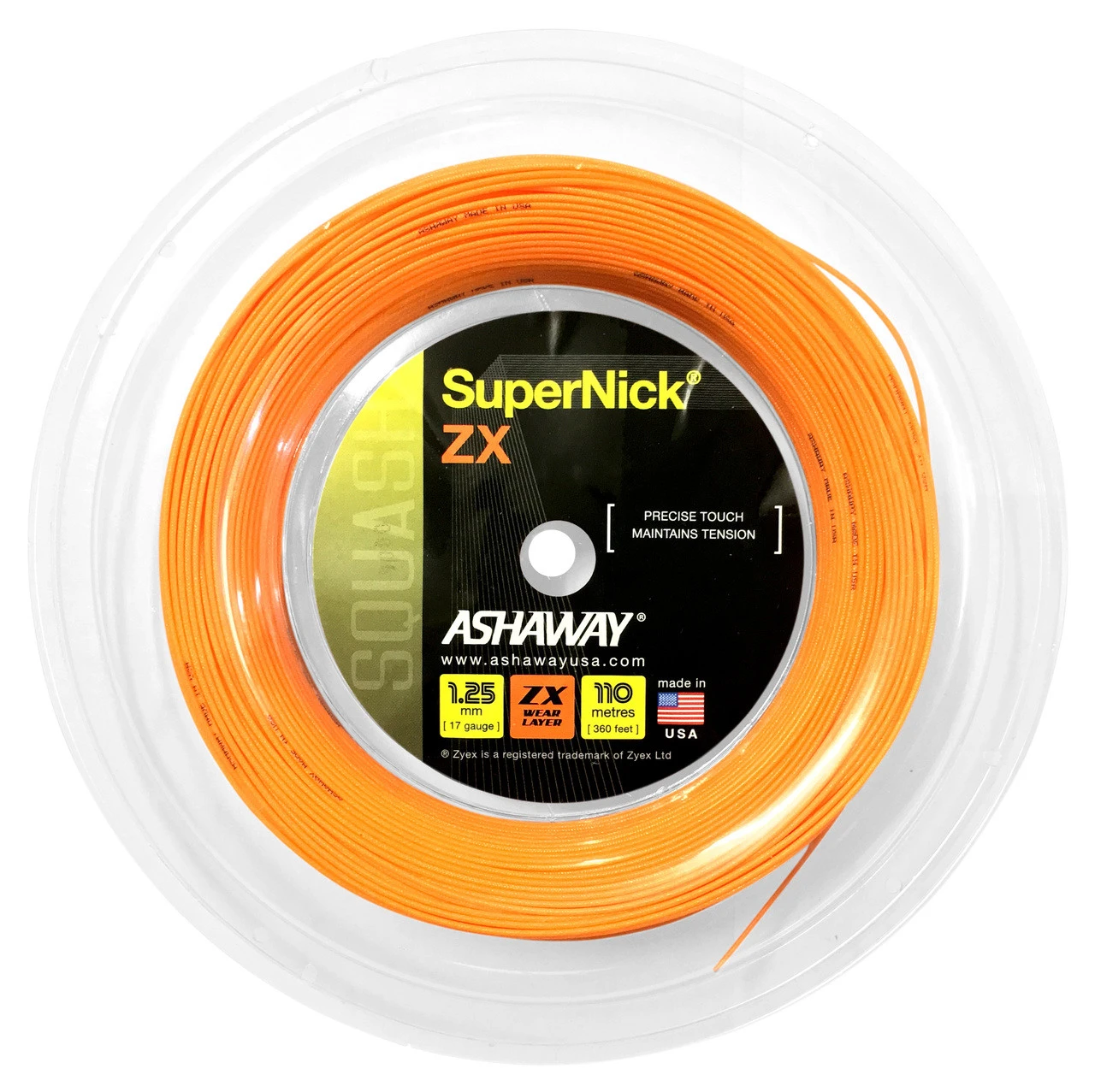 Ashaway SuperNick ZX 17 1.25mm Squash 110M Reel -Sports Racket Store