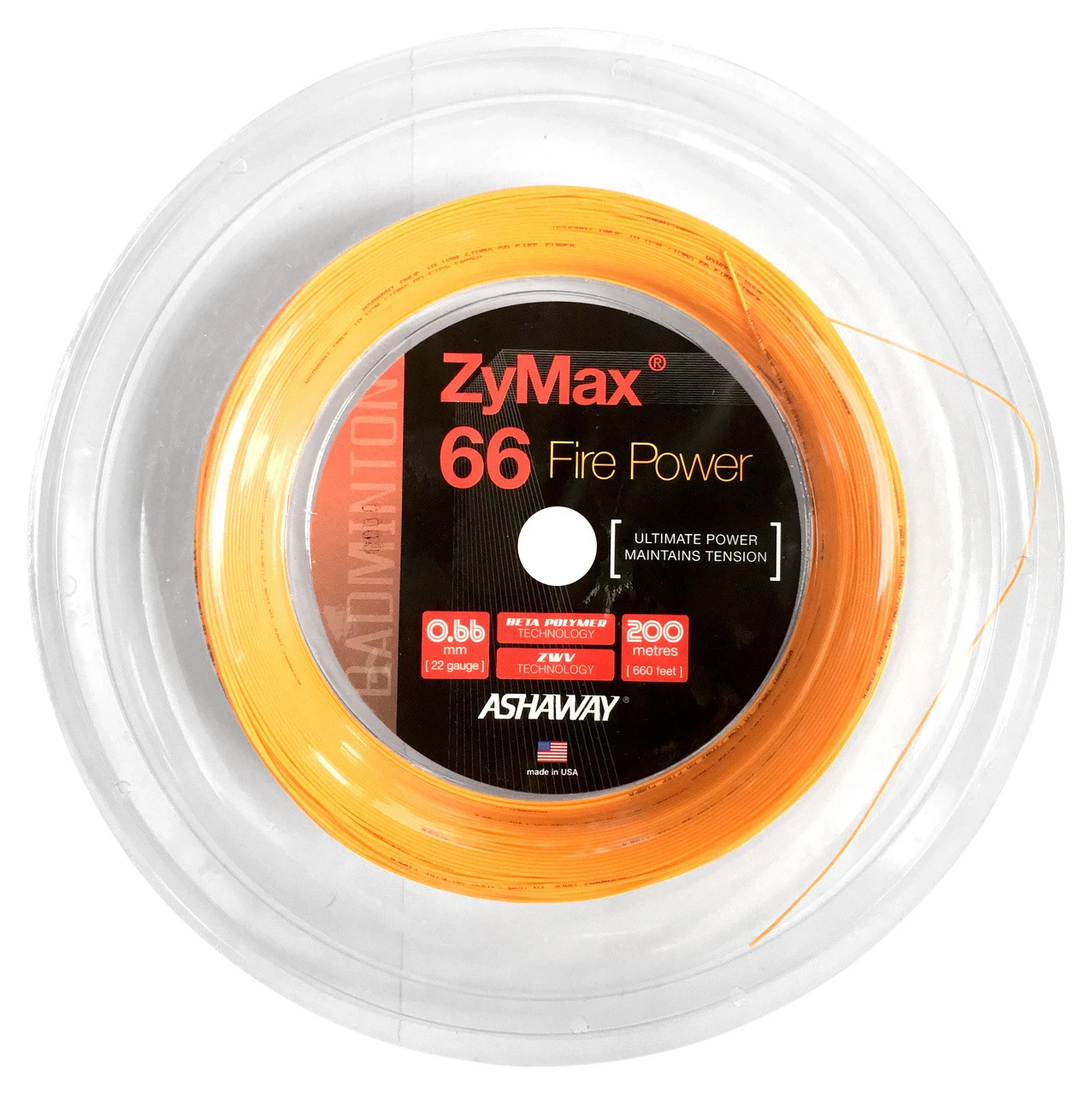 Ashaway ZyMax 66 Fire Power 0.66mm Badminton 200M Reel Ashaway ZyMax 66 Fire Power 0.66mm Badminton 200M Reel -Sports Racket Store